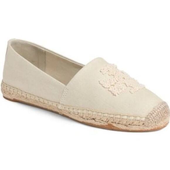 Tory Burch Shoes - Tory Burch Elisa Logo Flat Espadrille Flats Boucle/Pearls 9.5